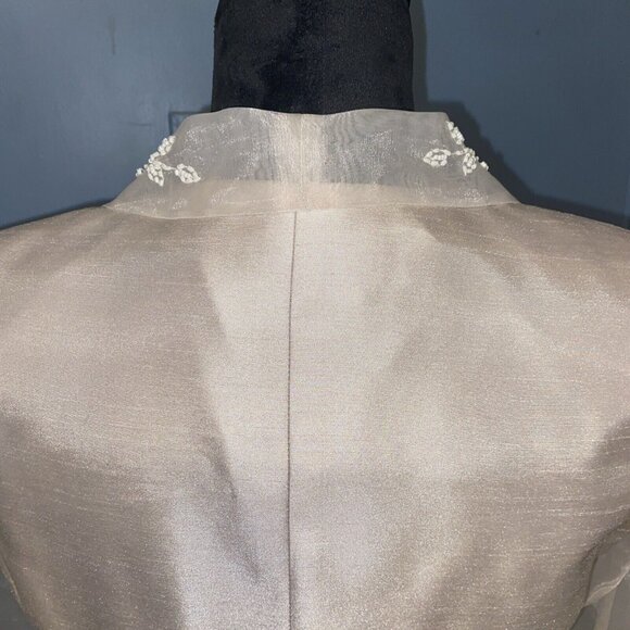 JESSICA HOWARD Women's Champagne Color Sheer Sleeve Blouse 2pc Suit Long Skirt 6 - Picture 14 of 16